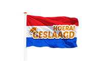 geslaagd vlag laten bedrukken en kopen